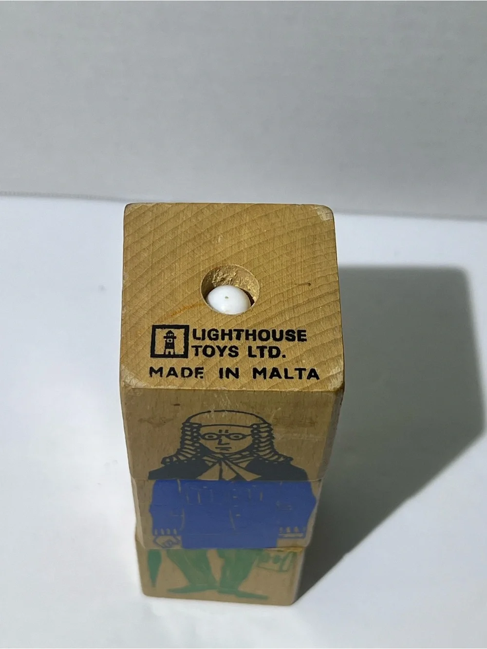 Vintage Lighthouse Toys Malta Wooden Mix & Match Character Block Puzzle